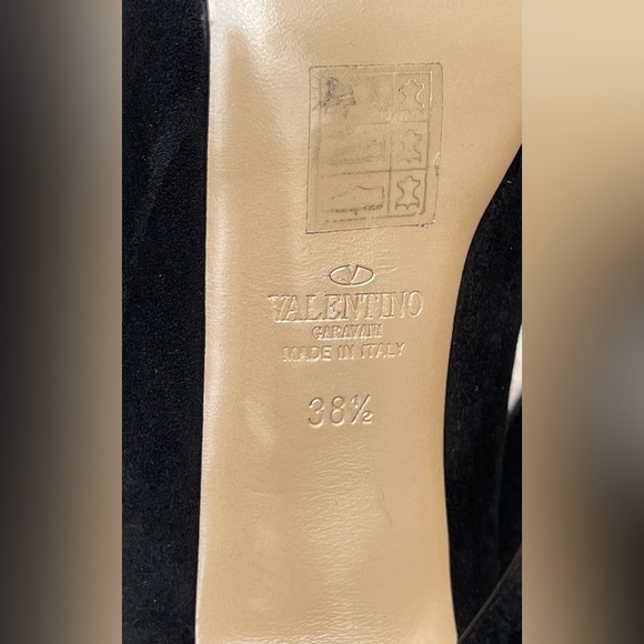 Valentino Garavani Black Suede Peep-Toe Stiletto Platform Pumps Size IT 38.5 - Picture 16 of 17